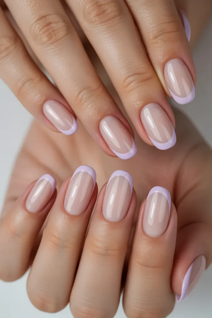 7. Soft Lilac French Tips