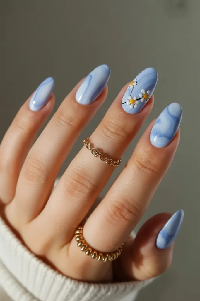 8. Blue Marble Base With Floral Details