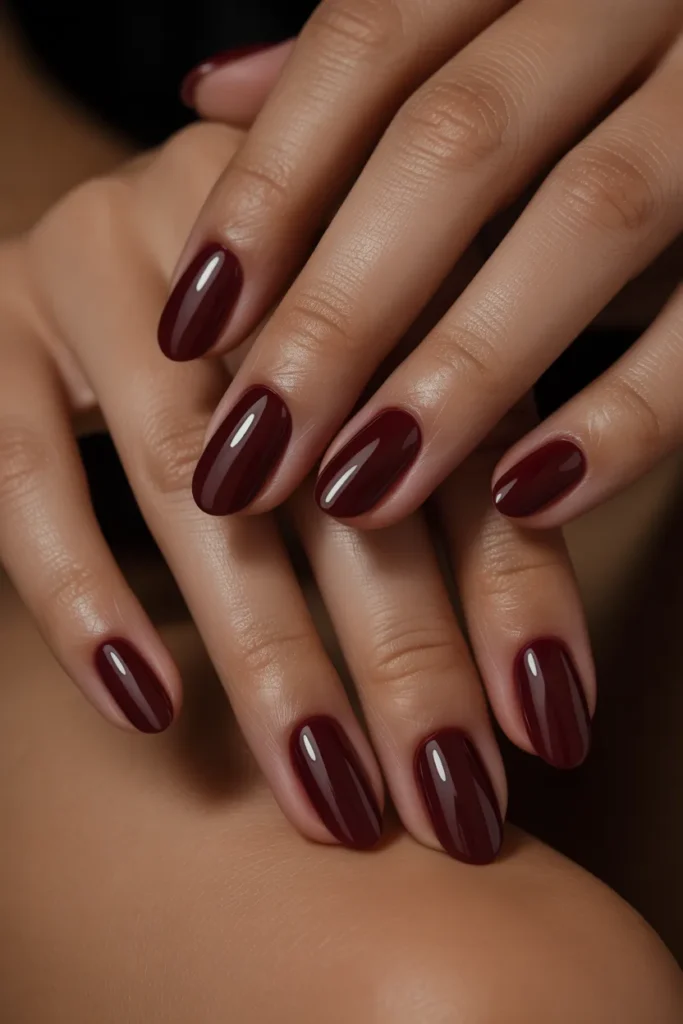 8. Dark Red Burgundy Nails