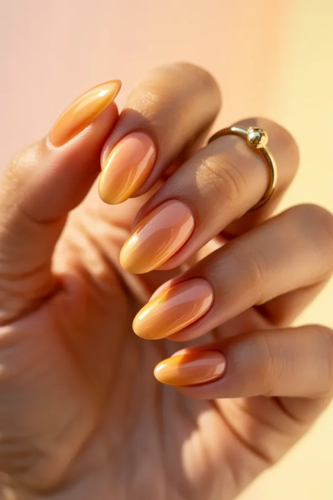 9. Glazed Doughnut Peach Almond Nails