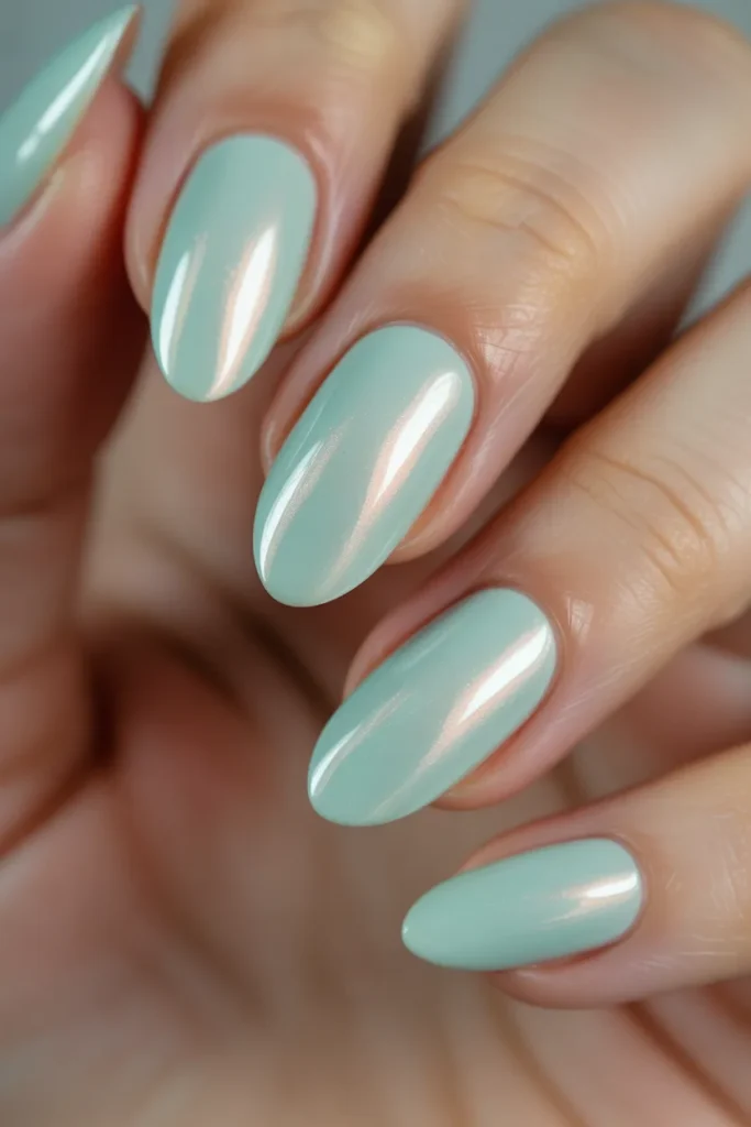 9. Mint Green Glazed Doughnut Nails