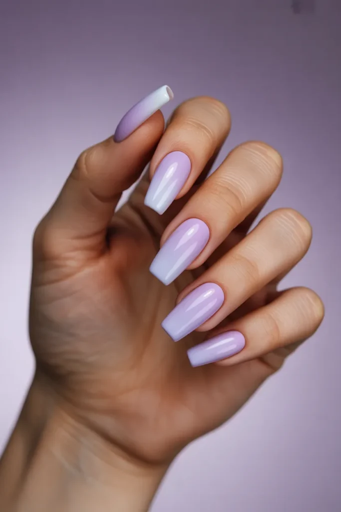 9. Pastel Purple Ombre Nails — Lavender to Lilac