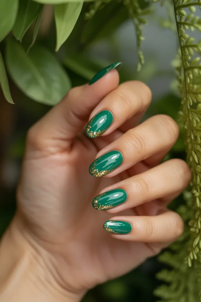 9️⃣ Gold Glitter Cuticle Accent