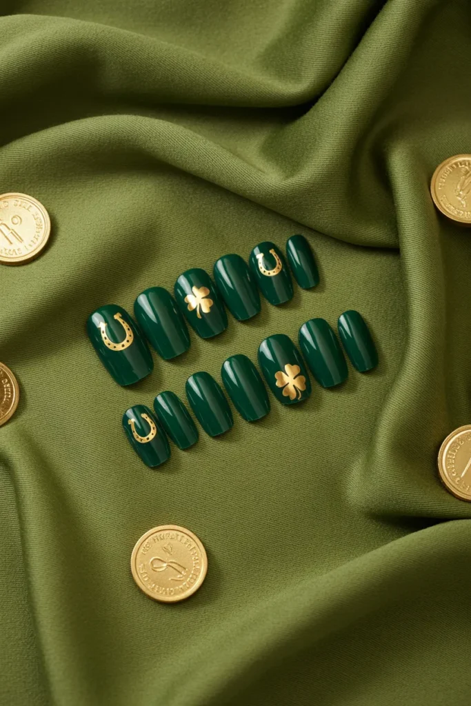 Lucky Horseshoe Clover Press On Nails 7