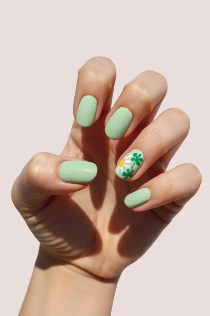 Mint Green Pastel with White Daisy Accents 6