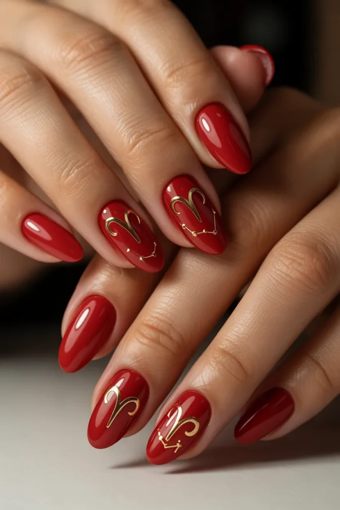 Aries Nail Designs 2 1. Bold Red Aries Nails — Fire Sign Energy