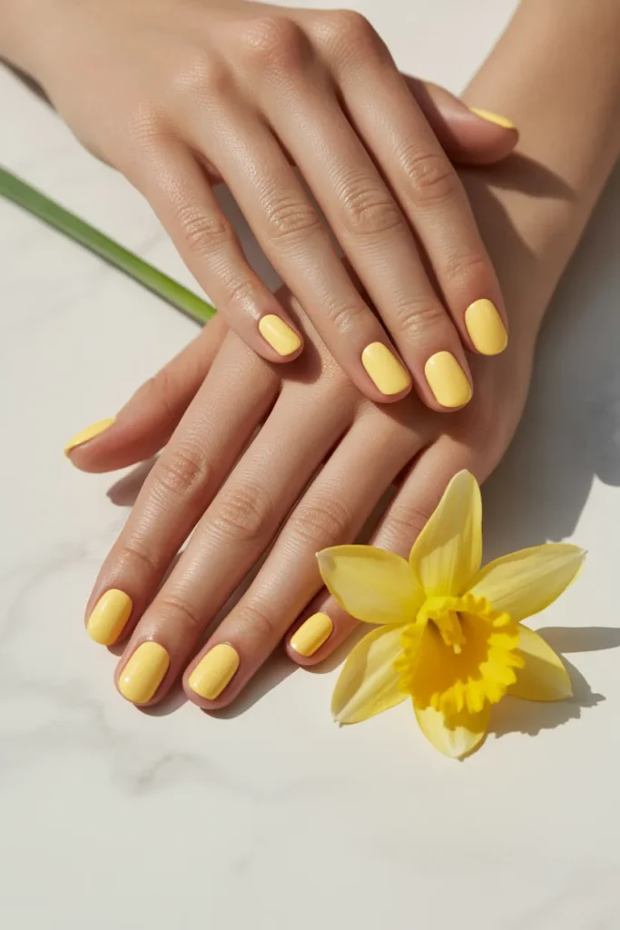 1. Butter Yellow Gel Nails — The Spring Classic