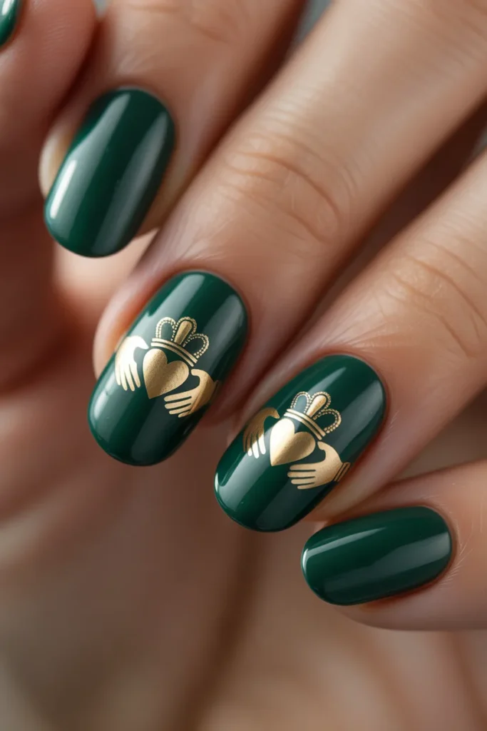 1. Claddagh Nail Art — Classic Irish Symbol