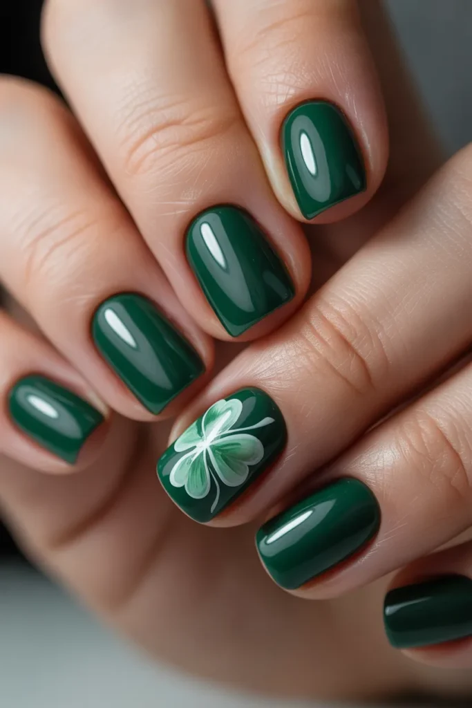1. Classic Emerald Shamrock Nails