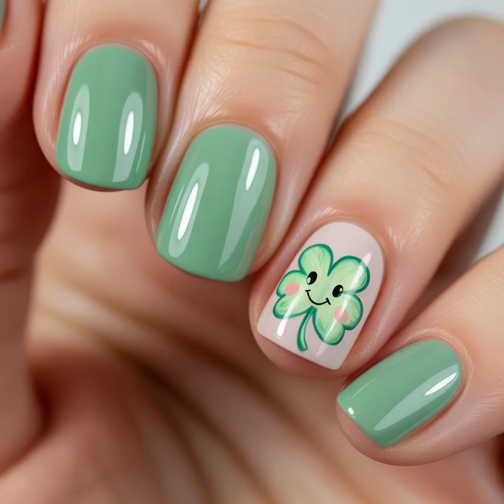 1. Cute Shamrock Accent Nails