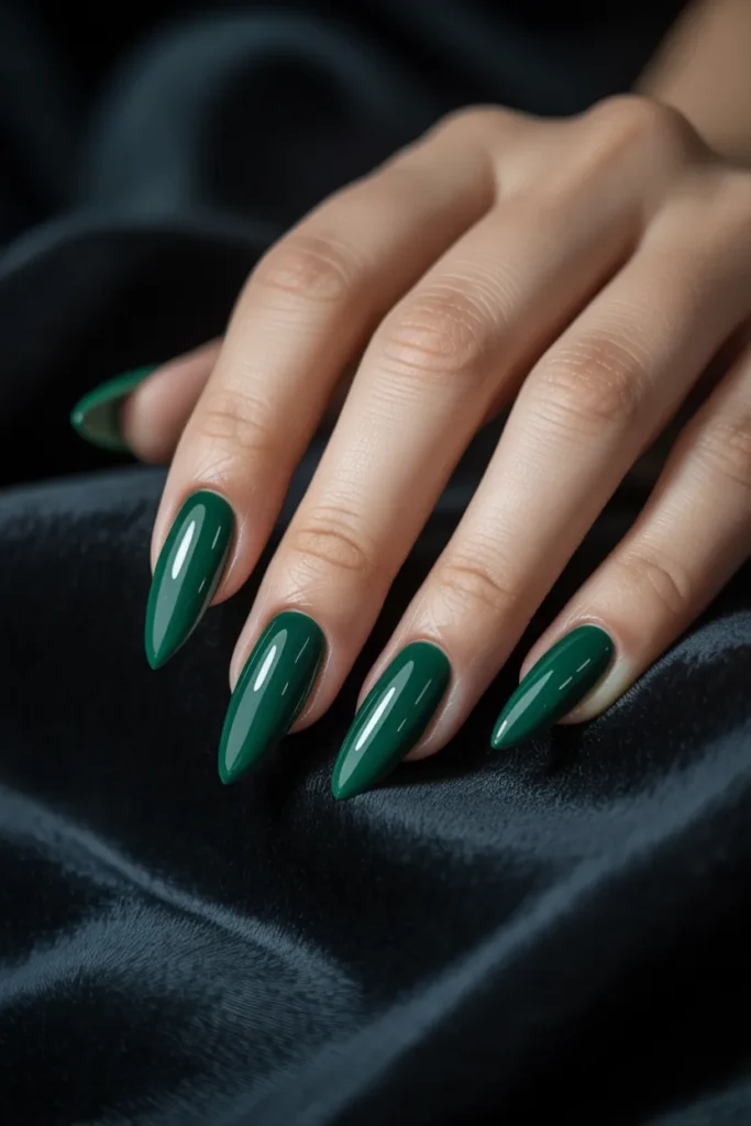1. Emerald Green Stiletto Nails