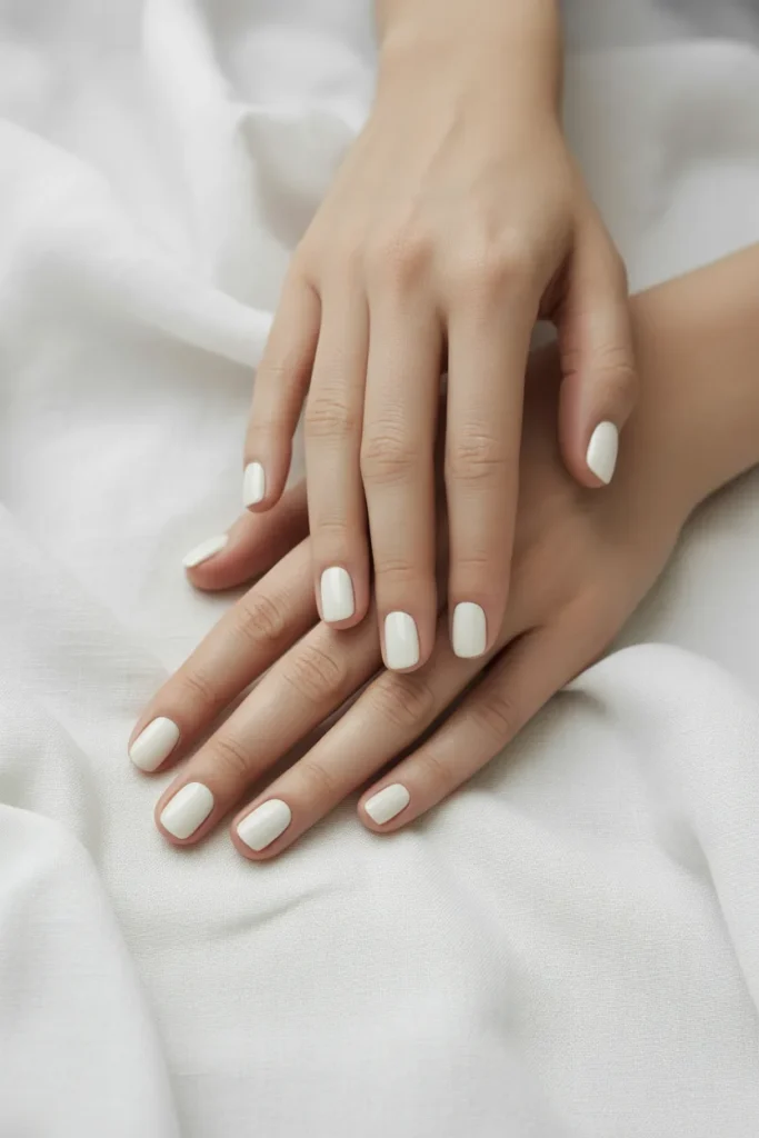 1. Milky White Short Square Nails