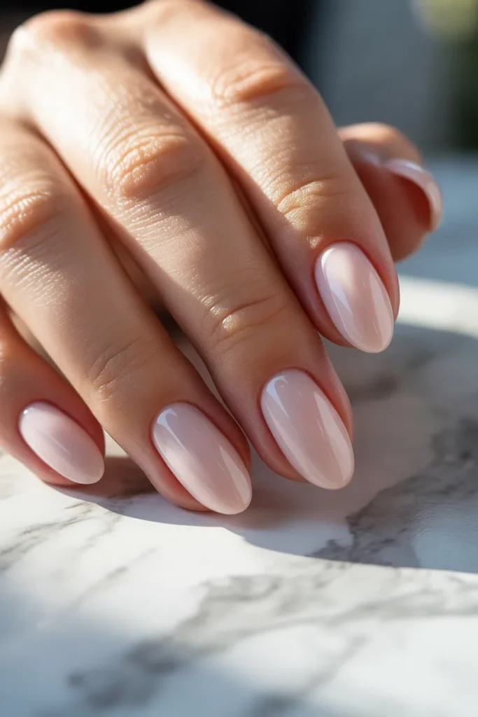 1. Soft Blush Pink Almond Nails