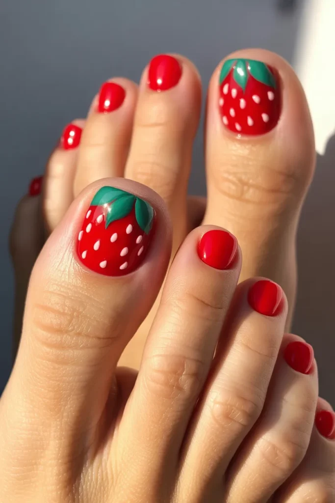 Strawberry Nail Art 11 10. Strawberry Toenail Art