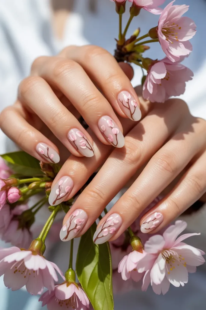 11. Cherry Blossom Nail Art