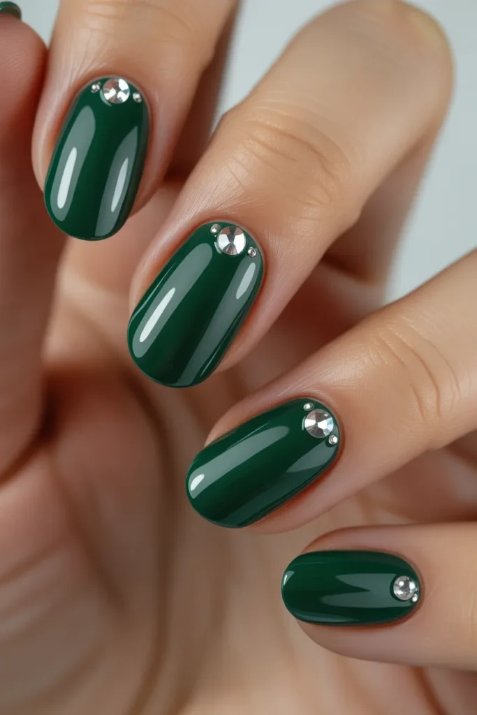 11. Irish Classy St. Patricks Day Nails — Emerald and Diamond