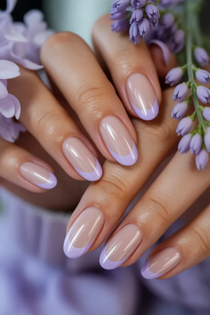11. Lilac French Tip Almond Nails