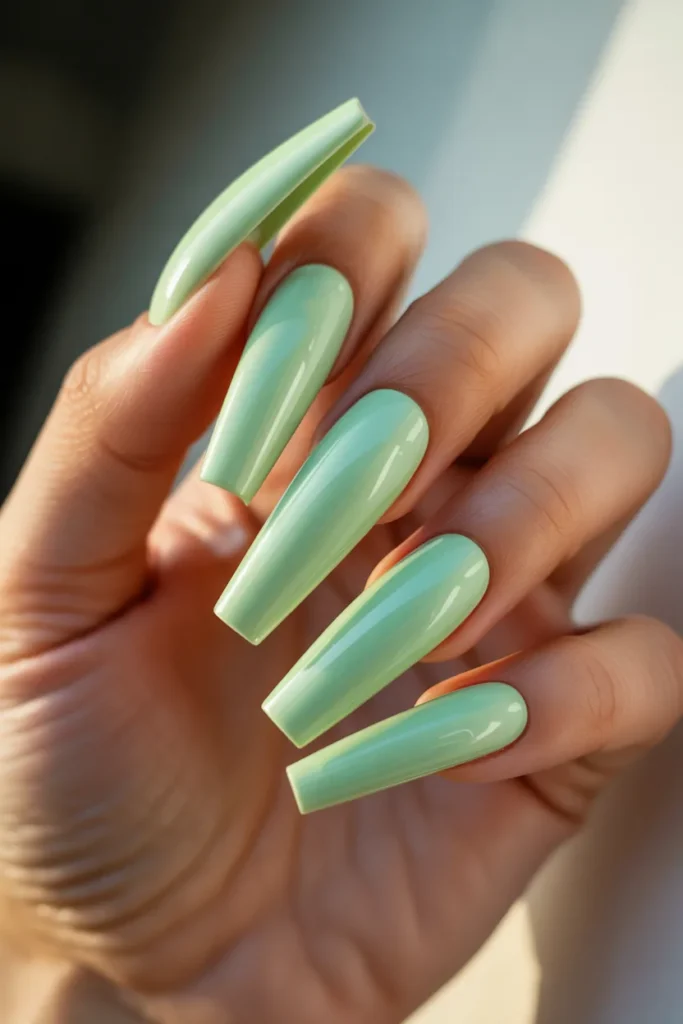Mint Green Spring Nails 12 11. Mint Green Acrylic Coffin Nails