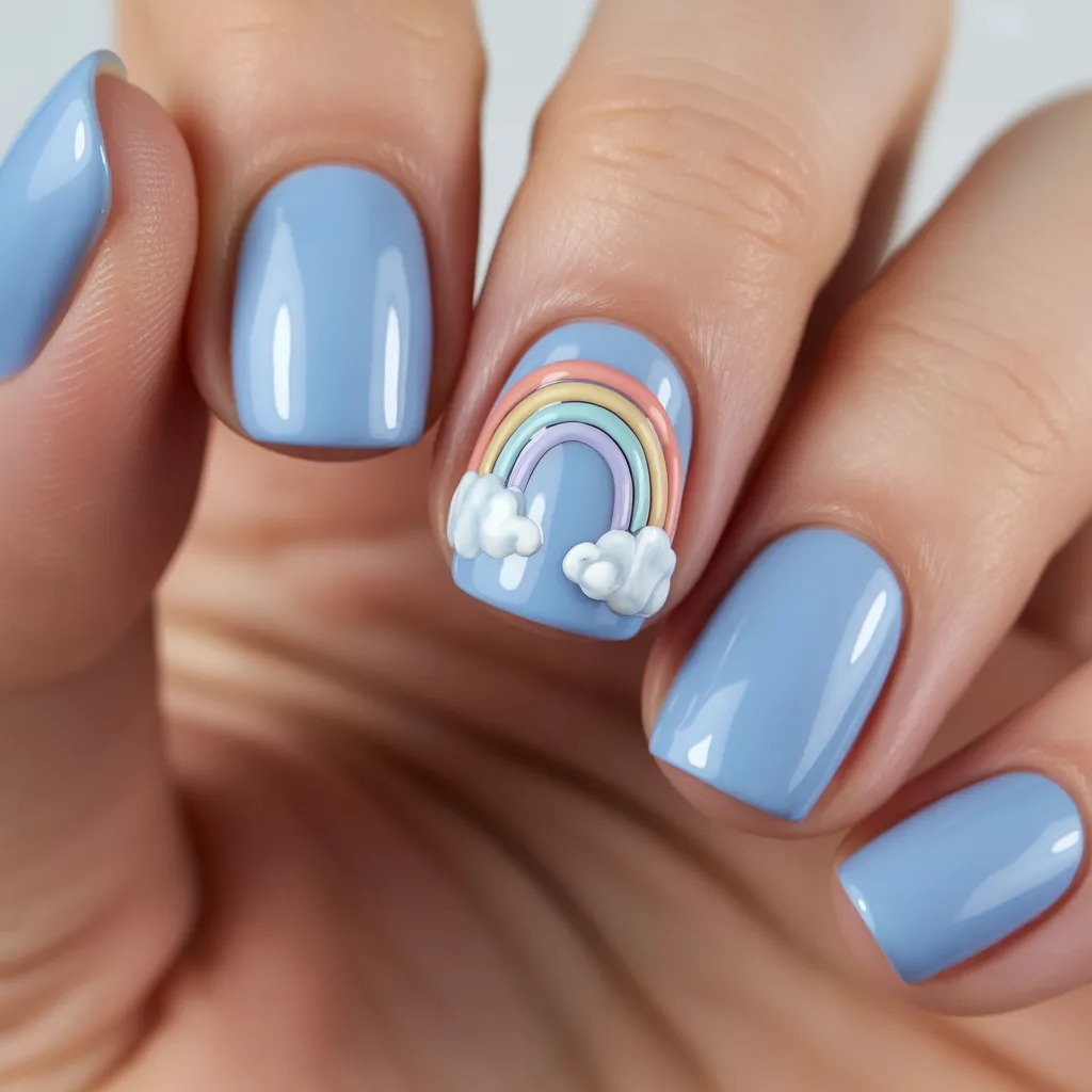 11. Rainbow Over Clouds Nails