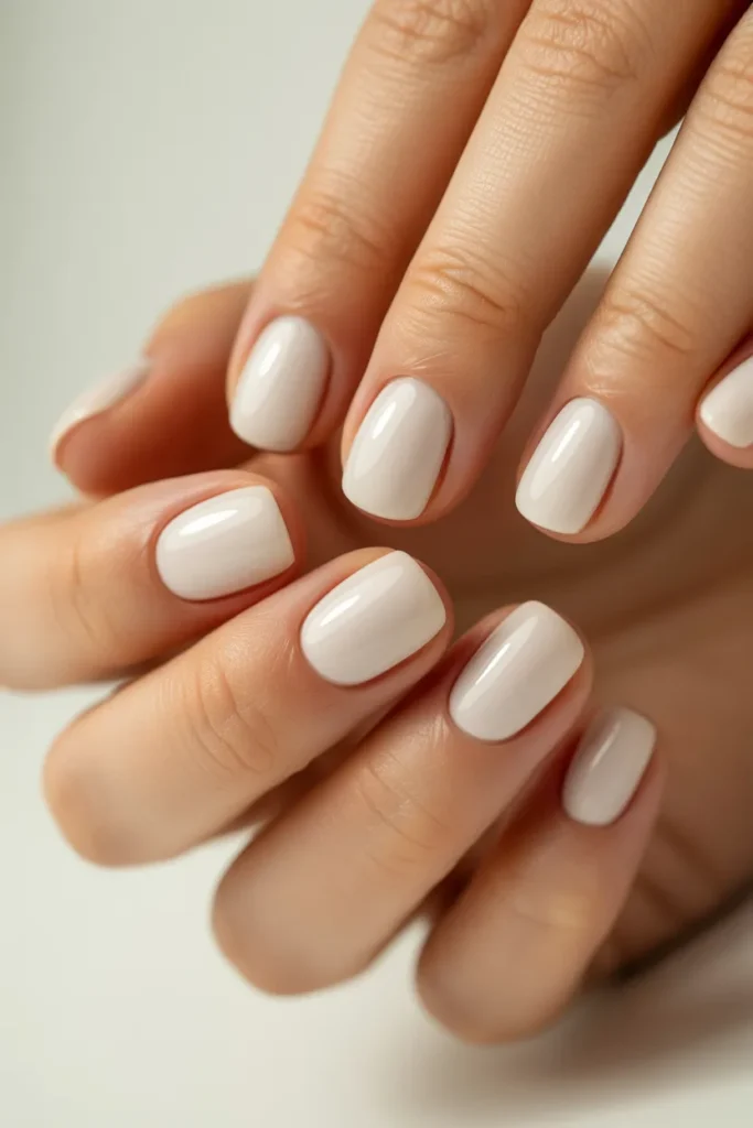 11. Simple Spring Nail Ideas Short Dip Powder — Milky White