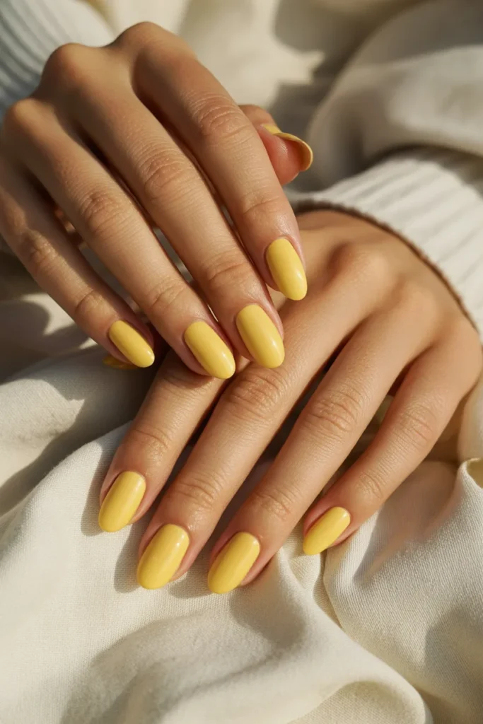 11. Yellow Spring Nails Acrylic — Almond Medium Set