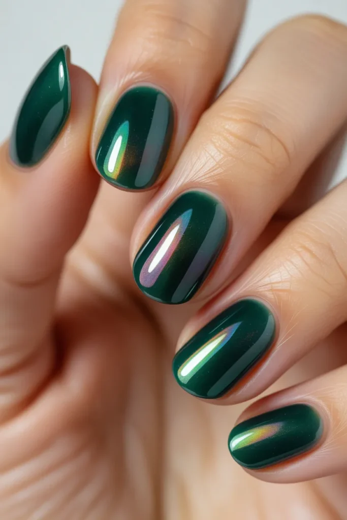 12. Dark Green Glazed Doughnut Nails