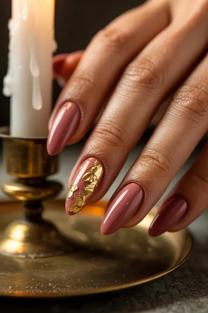 12. Deep Rose with Gold Foil Accent — Quiet Luxury