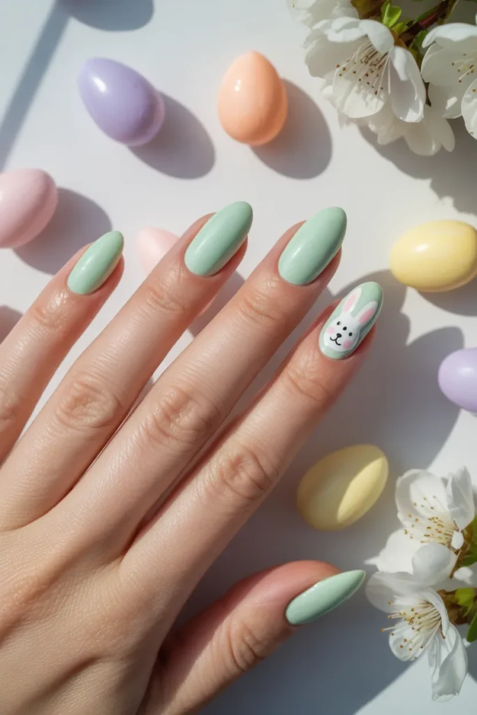 12. Easter Bunny Accent Nail