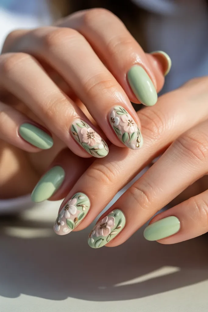 12. Easter Egg Nail Art — Floral Decorated Design