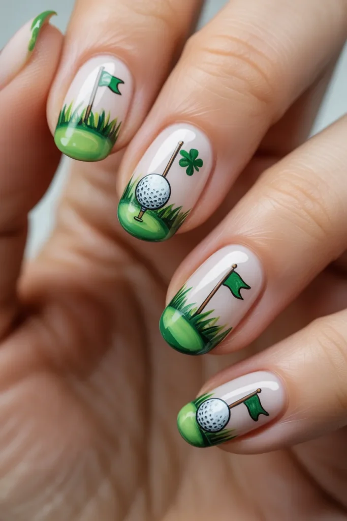 12. Golf Nail Art Green Nails