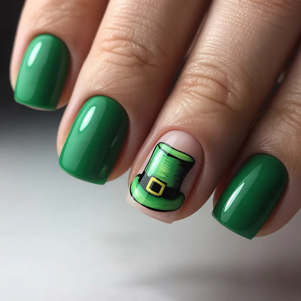 12. Leprechaun Hat Accent Nail