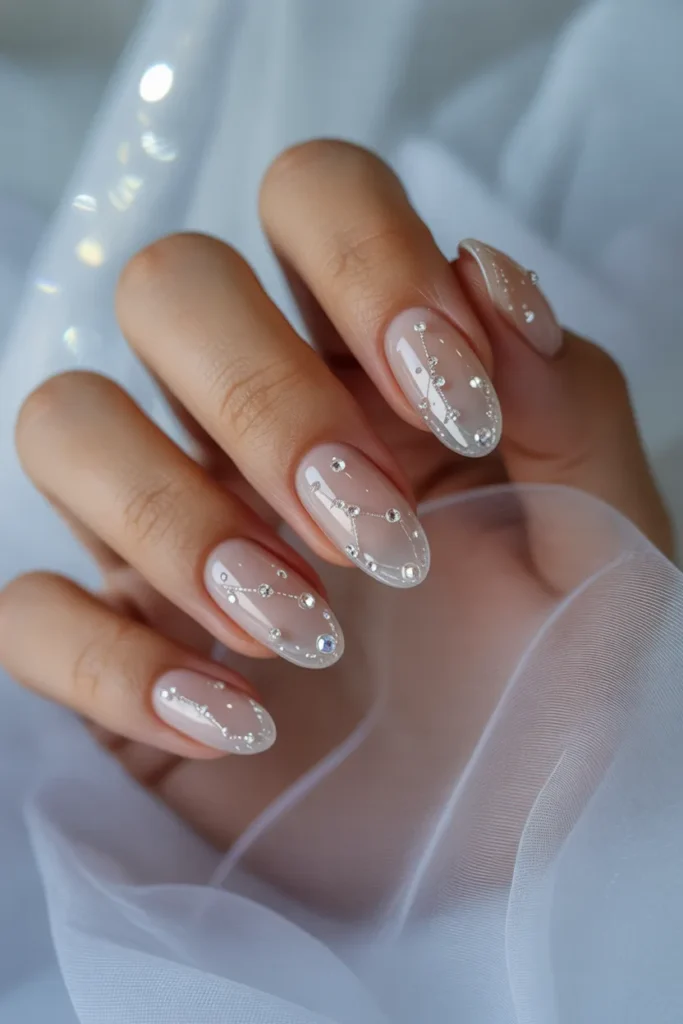12. Nail Art for Bridal — Gorgeous Transparent Jewel Nails