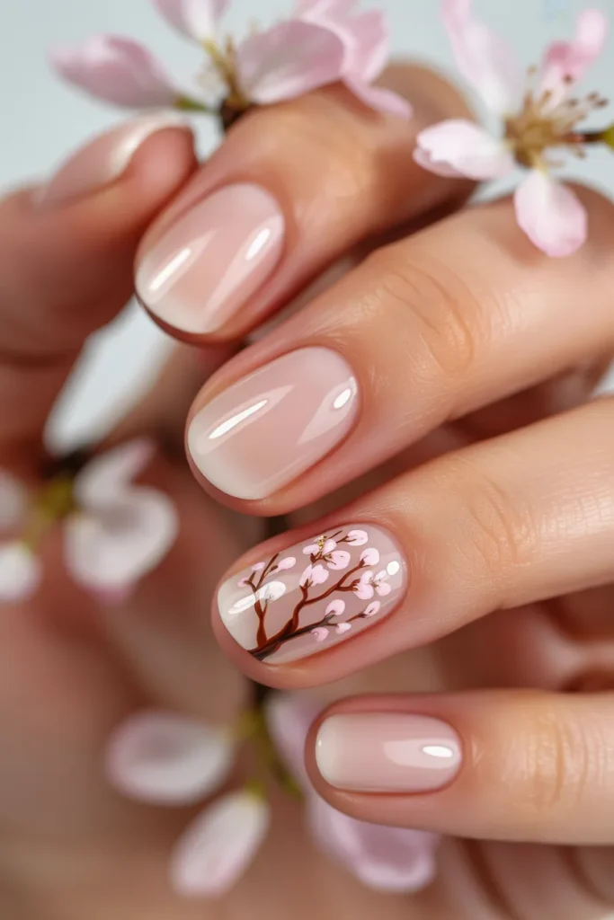12. Ring Finger Accent Spring Nails — Floral Pop