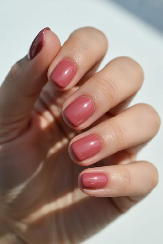 12. Simple Pink Gel Nails — Solid Colour