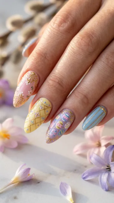 Easter Gel Nails 13 12.Acrylic Easter Egg Nail Designs