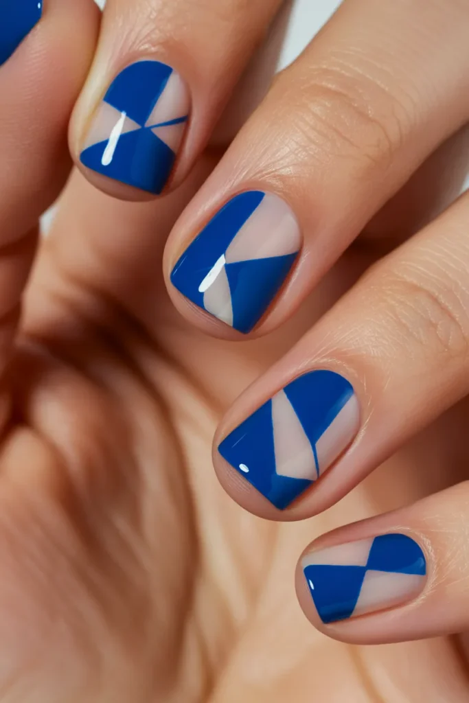 12.Blue Negative Space Nail Art
