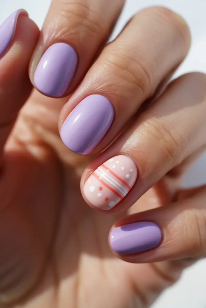 13. Easter Egg Nails Simple — One Egg Accent Nail