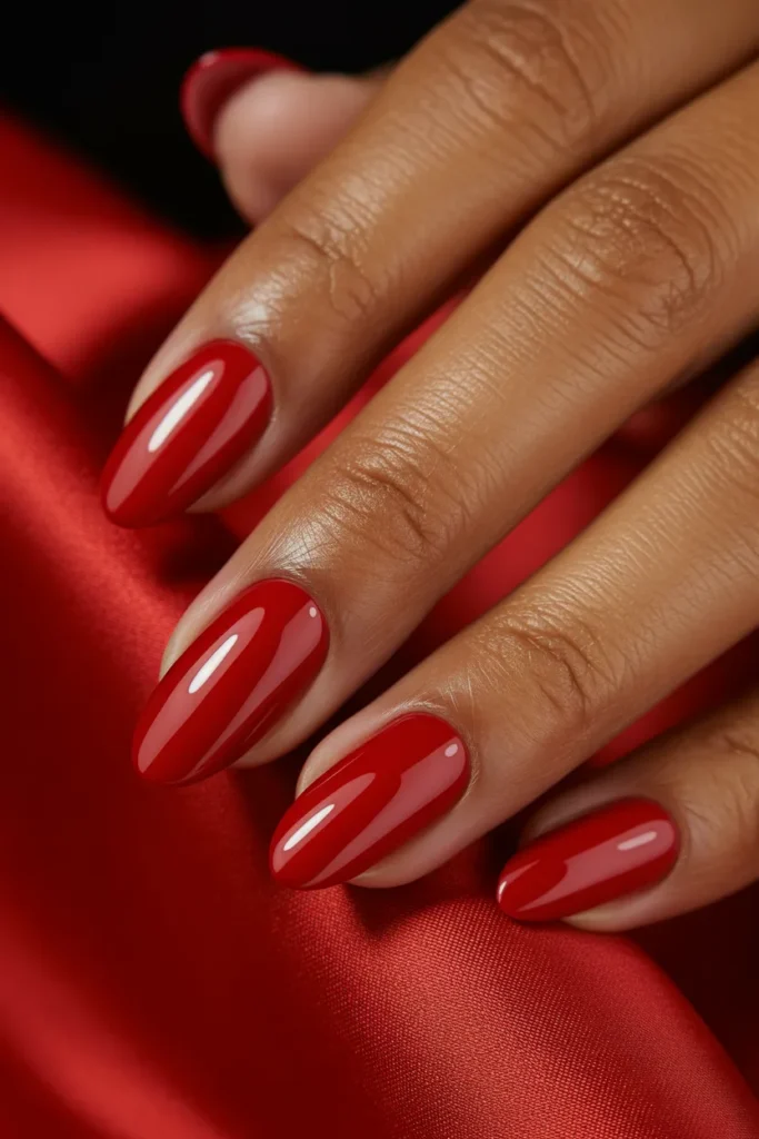 13. Gorgeous Red Nails — Classic Long Almond