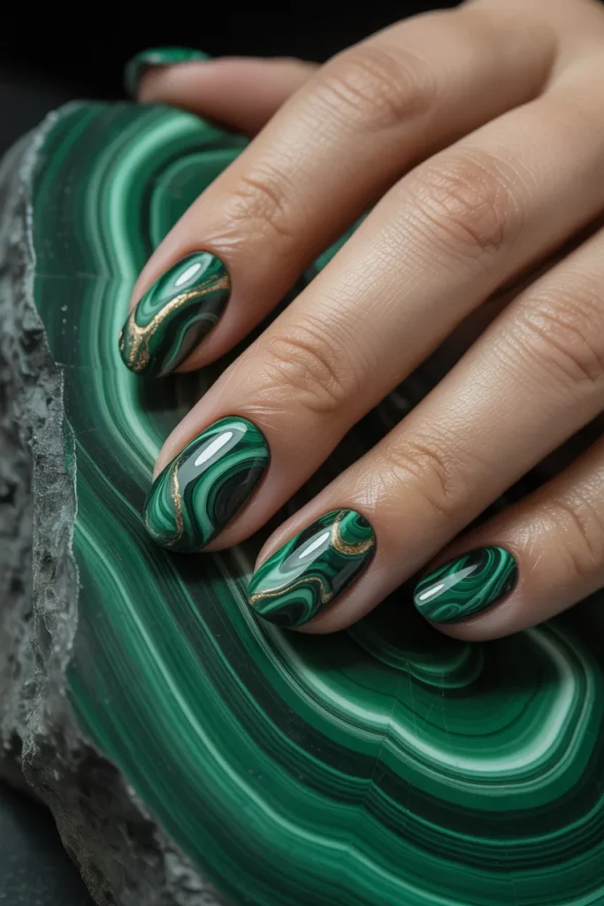 13. Malachite Stone Nails