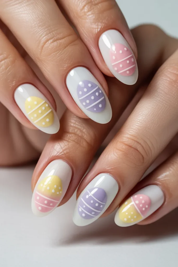 13. Pastel Easter Nails — Easter Egg Almond Art