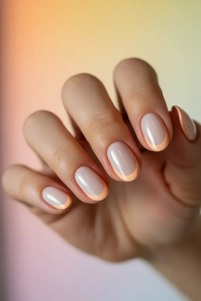 13. Peach French Tip Nails