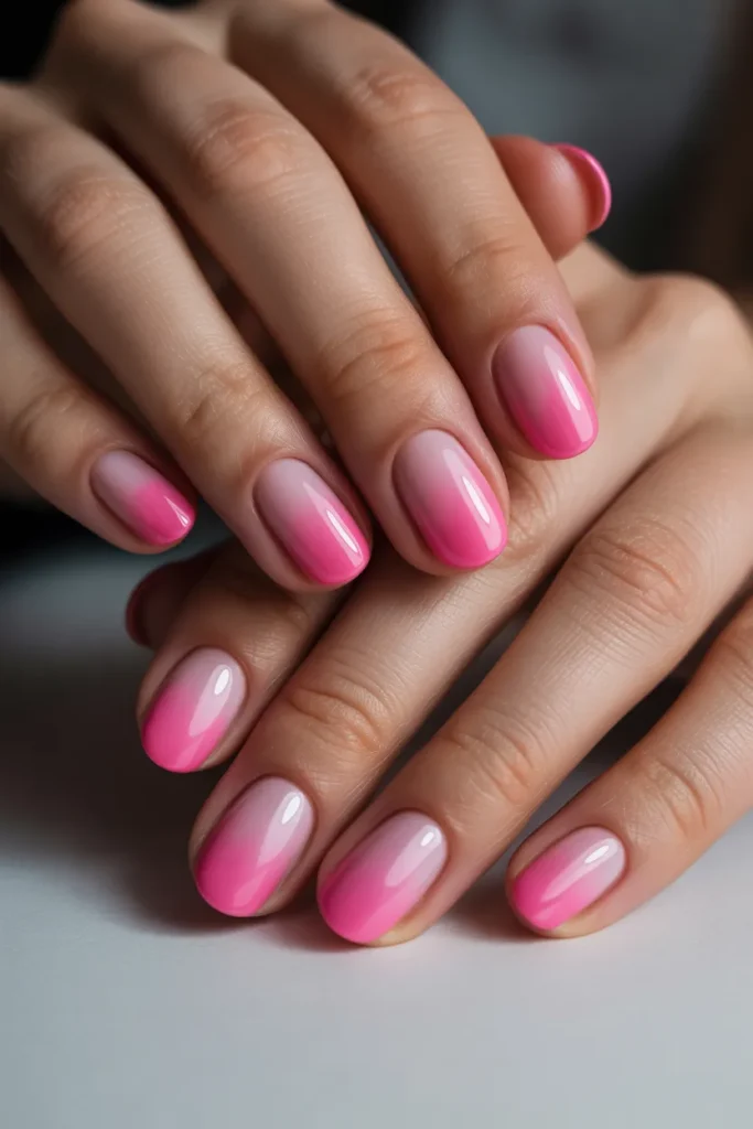 13. Pink Ombre Nails — Baby Pink to Hot Pink