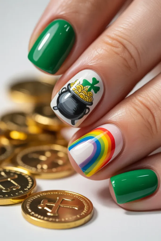 13. Pot of Gold Nail Art