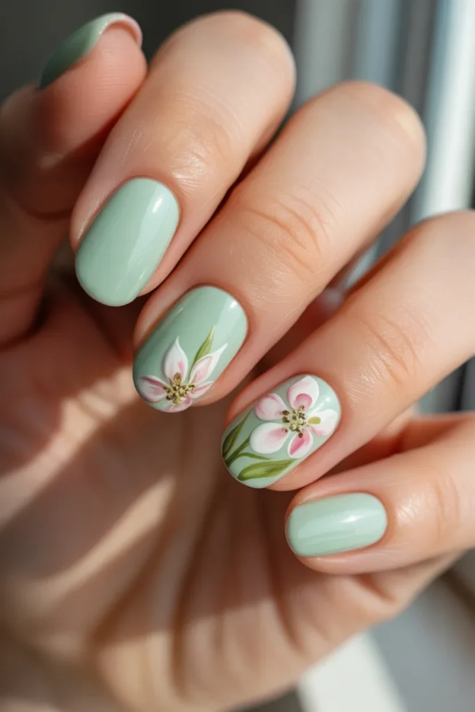 13. Short Easter Nails — Floral Spring Accent