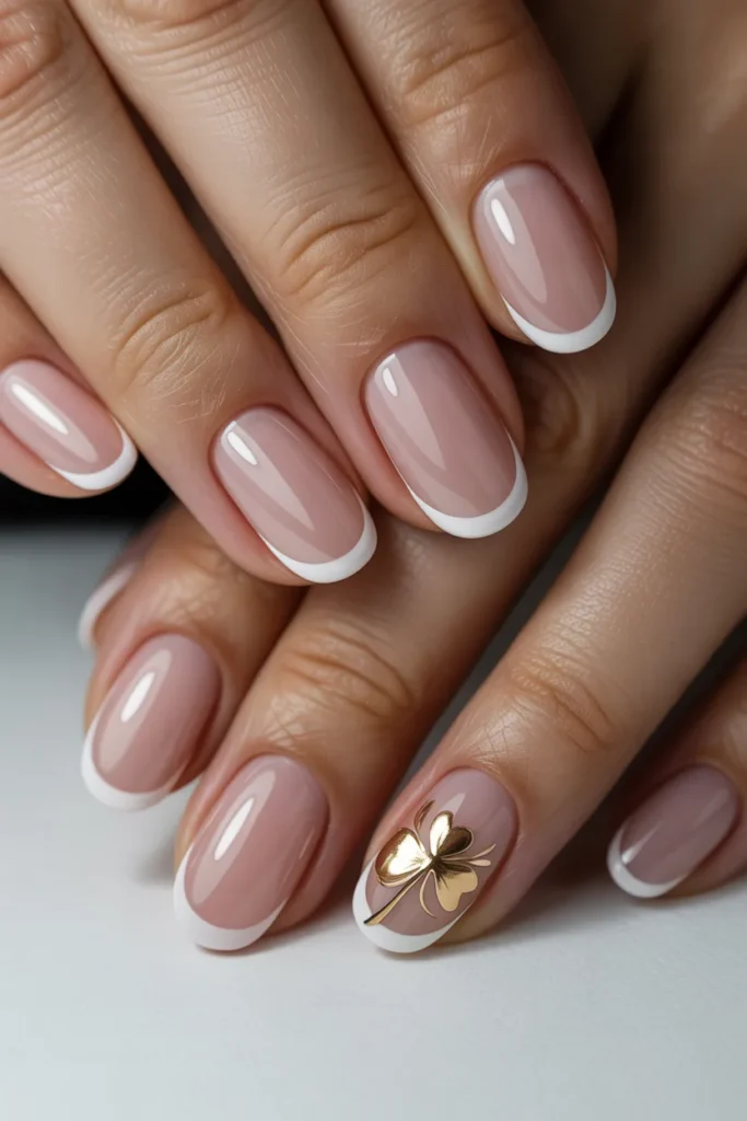 14. Classy Shamrock French Nails