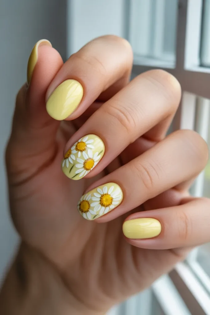 Yellow Easter Nails 15 14. Daisy Yellow Easter Nails