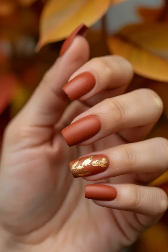 14. Fall Inspired Acrylic Coffin Nails — Short