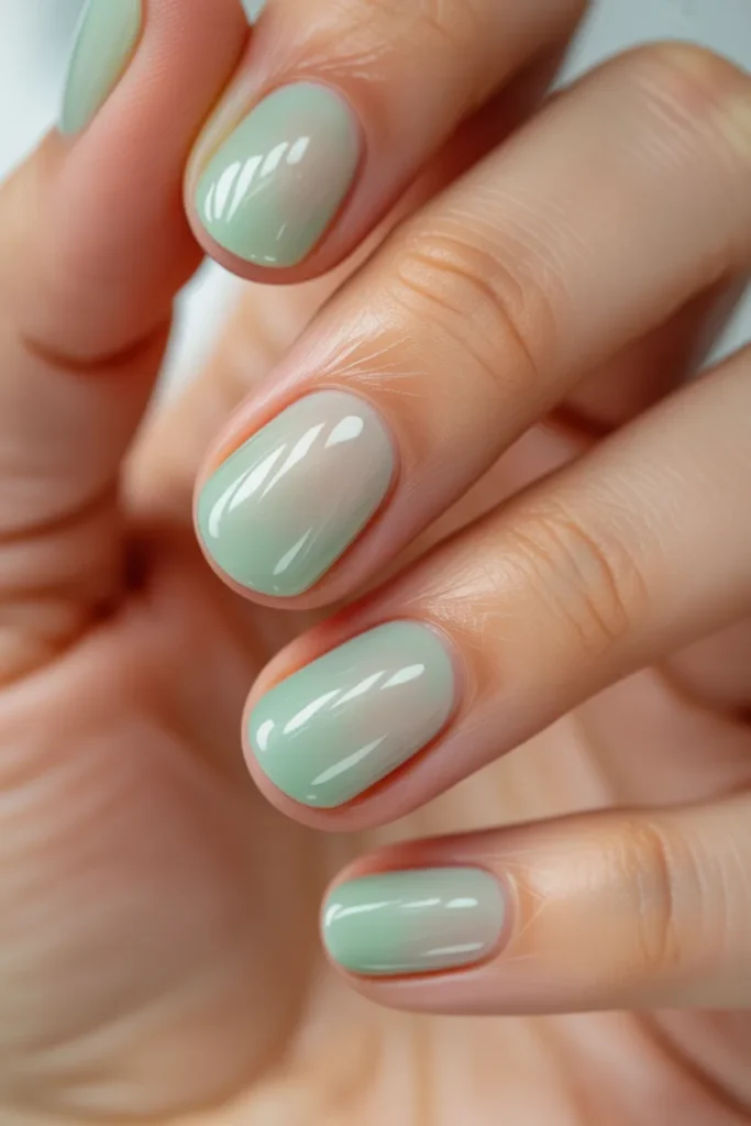 14. Pastel Mint Jelly Nails 1
