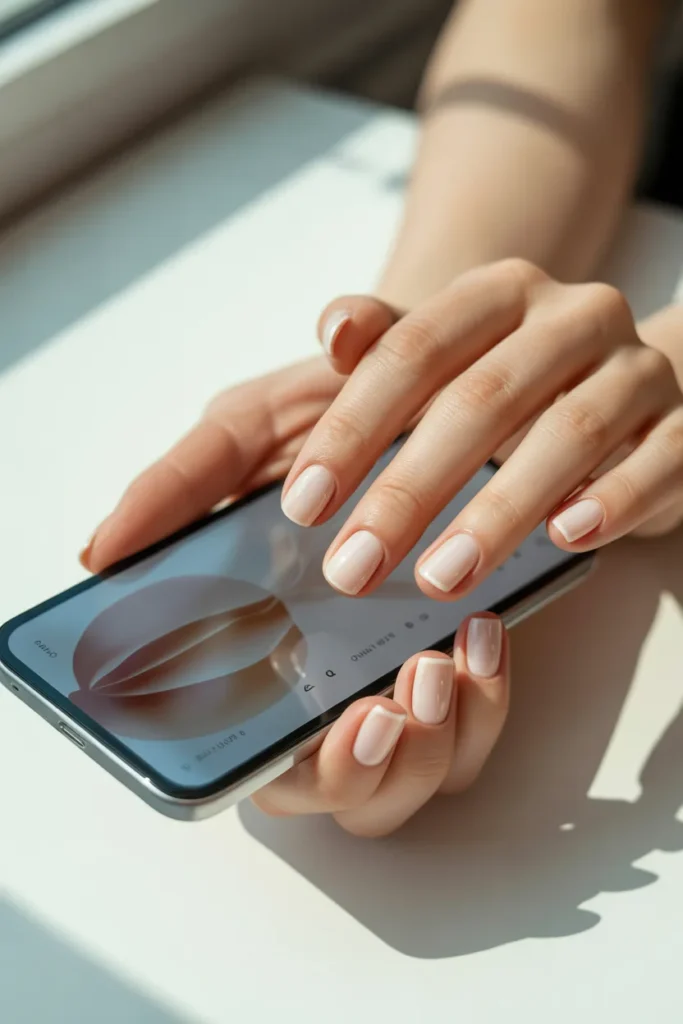 14. Short Square Spring Nails 2026 — Glazed Nude