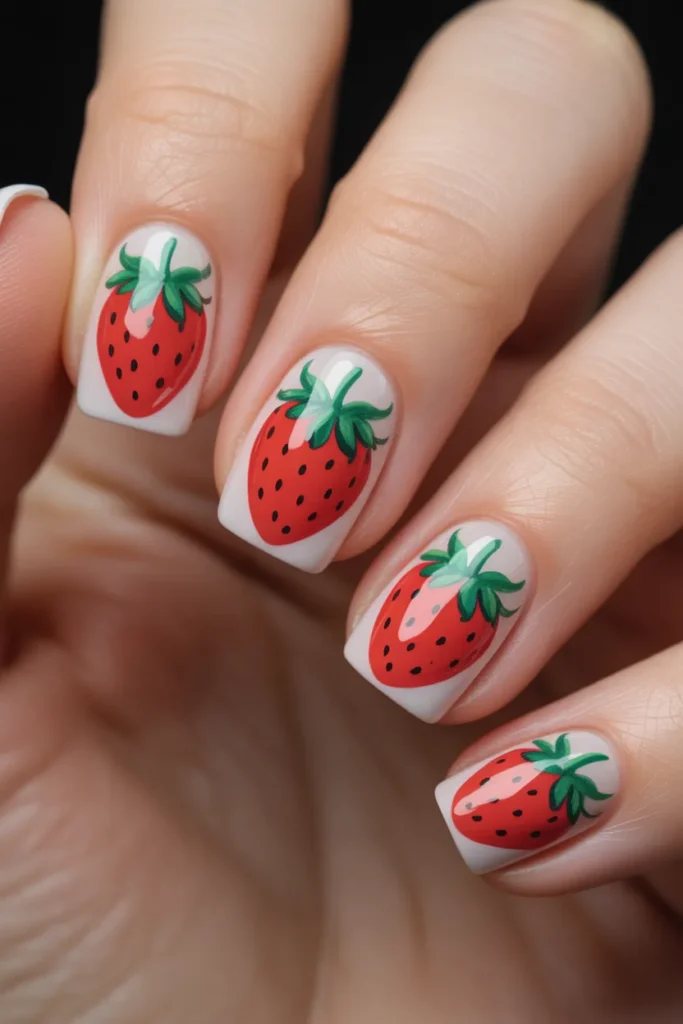 14. Strawberry Nail Art Tutorial Style — Clean Step Design